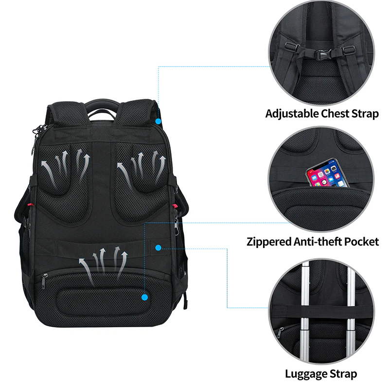 KROSER 17.3" XL Travel Laptop Backpack with Hard Shell & RFID - Image 6